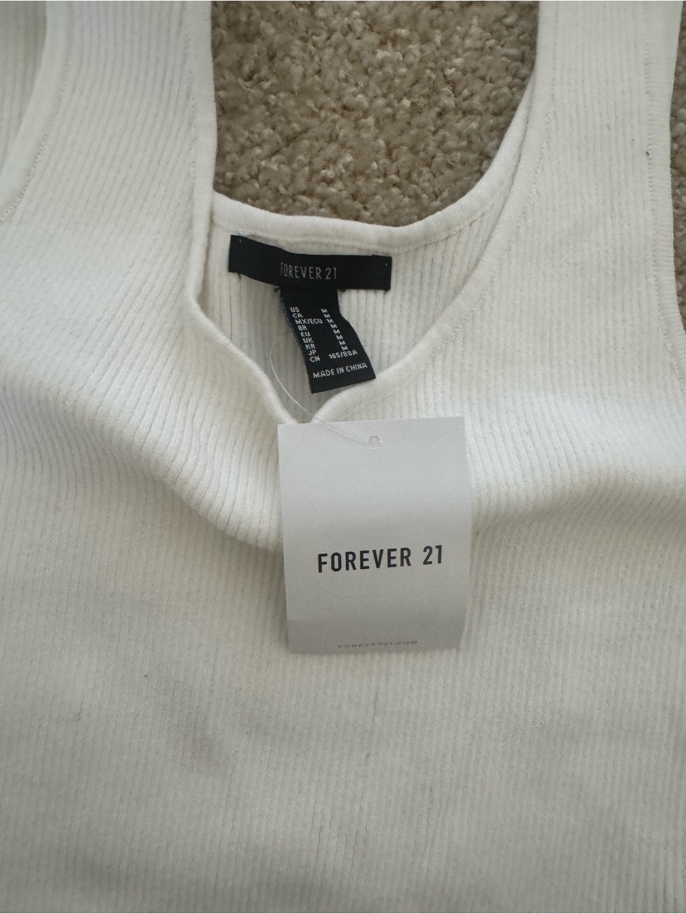Forever 21 Cream Ribbed Square-Neck Tank - Picture 2 of 2